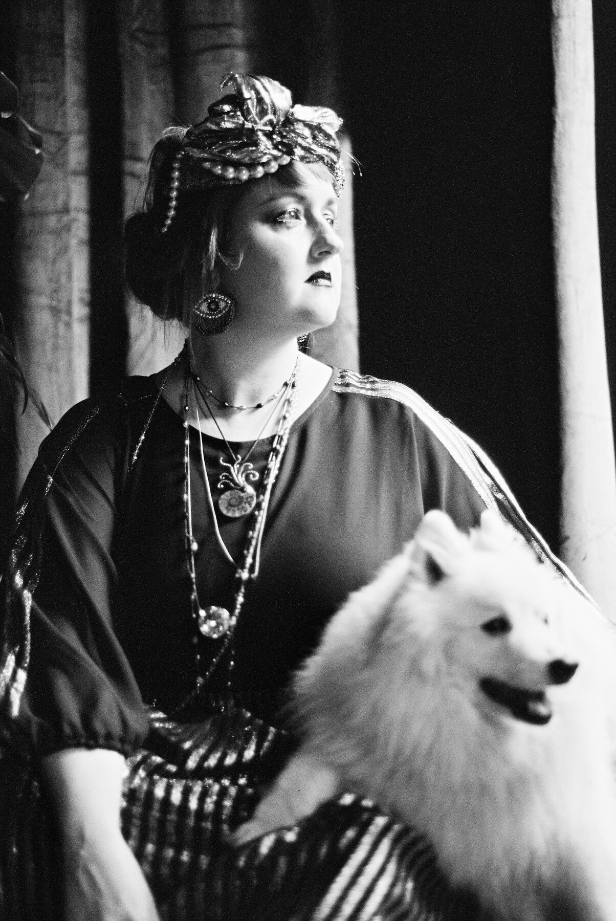 Von Dodds portrait with her dog, photographed by Carey Whitfield